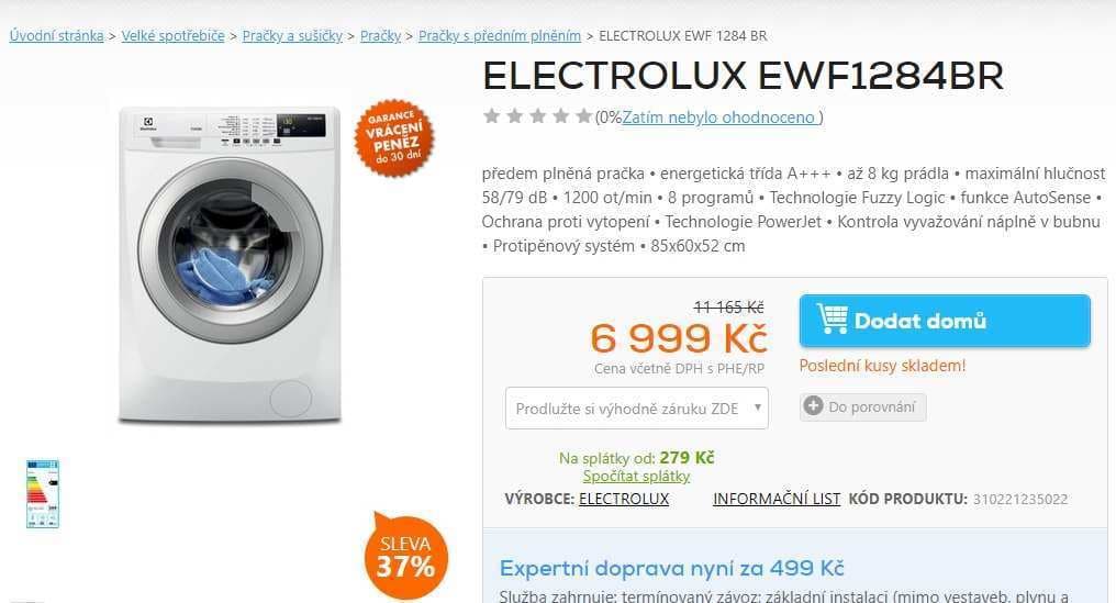 Pračka Electrolux, 8kg, 1200 ot., A++
