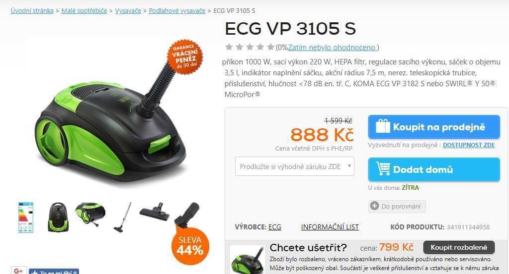 Sáčkový vysavač ECG