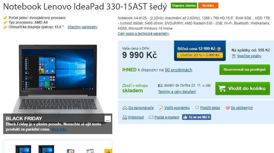 Lenovo, až 2,6GHz, 8GB RAM, 2GB grafika, 15,6"