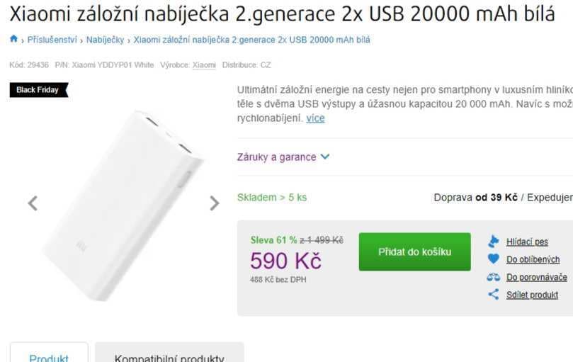 Powerbanka Xiaomi, 20000 mAh