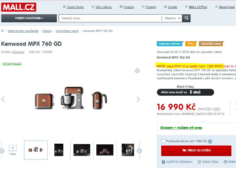 Kuchyňský robot Kenwood MPX 760 GD