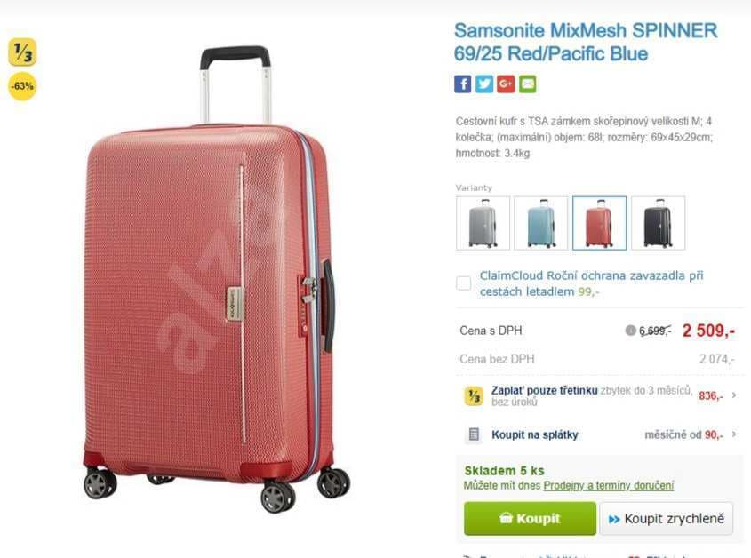 Samsonite MixMesh spinner, 68 litrů