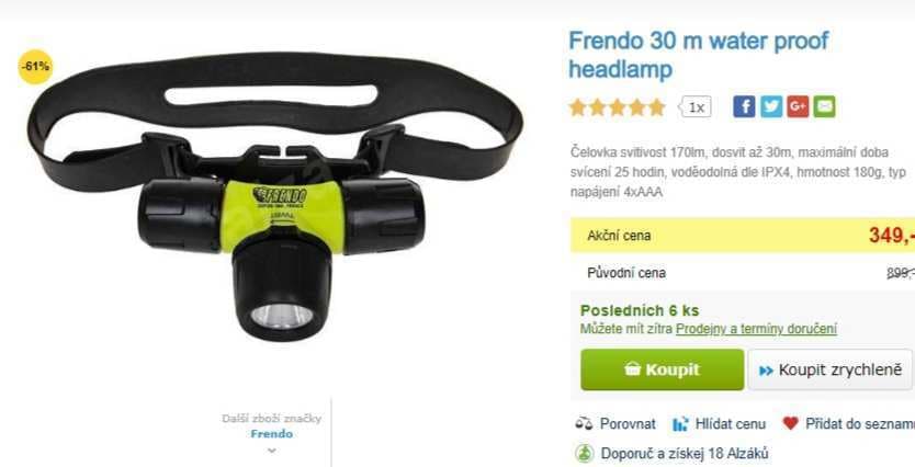 Čelovka Frendo 30 m water proof 