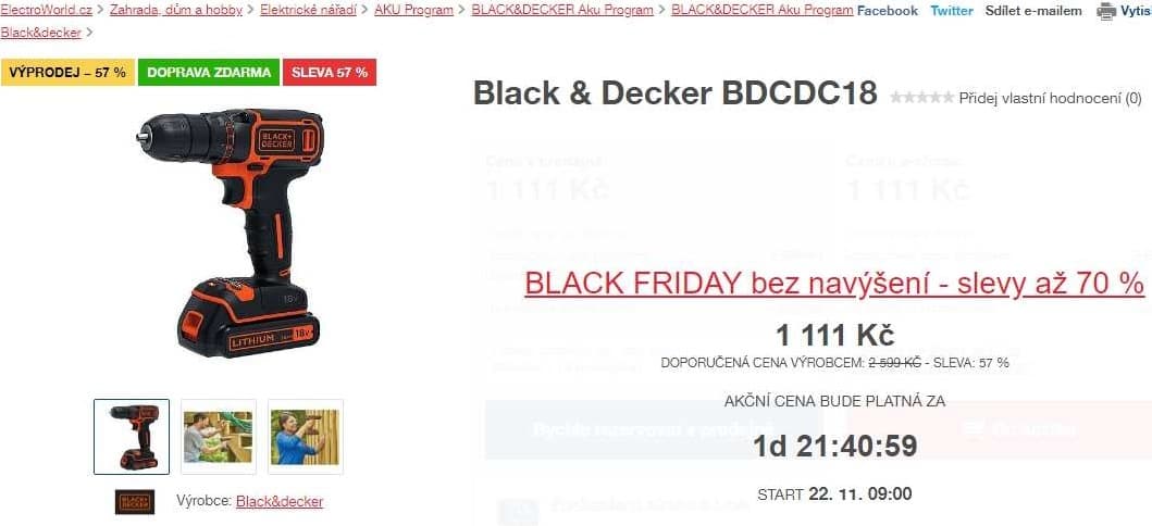 Aku vrtačka Black Decker BDCDC18K