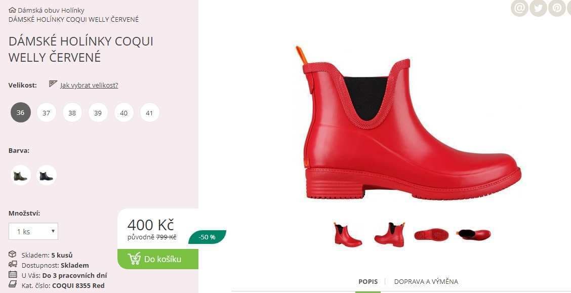 Sleva 50% na vybranou obuv