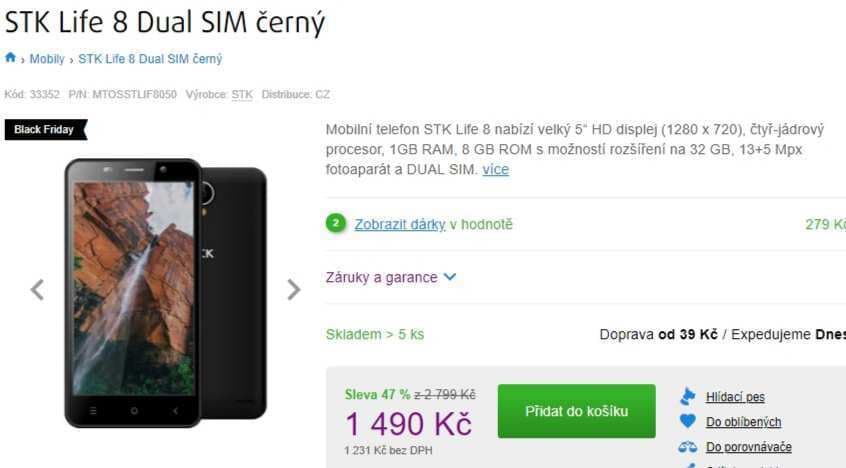 STK, 4x 1,3GHz, 1GB RAM, 5", LTE