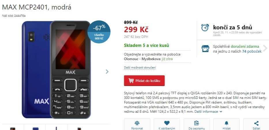 Klasický telefon MAX MCP2401