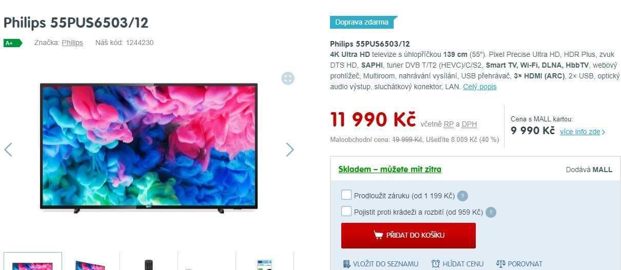 Ultra HD TV, HDR, Smart, 139 cm, Philips