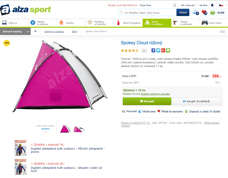 Plážový stan Spokey Cloud růžový