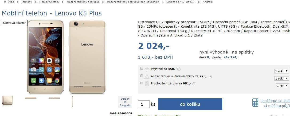Lenovo, 8x 1,5GHz, 2GB RAM, 5", LTE
