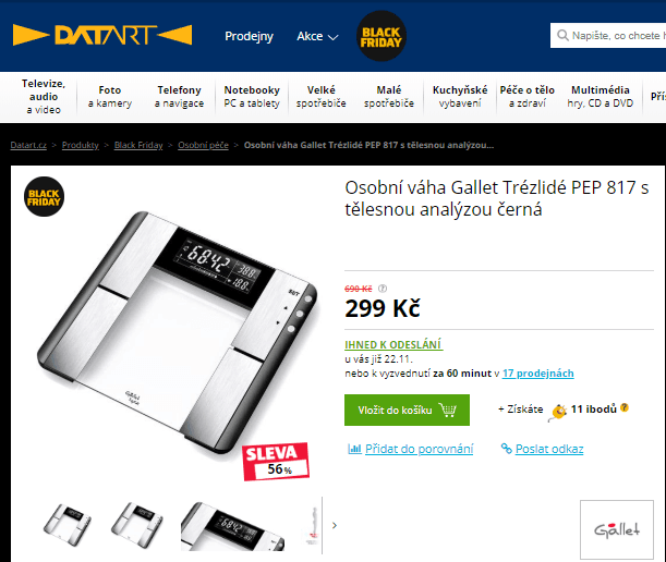 Osobní váha Gallet Trézlidé, analýza