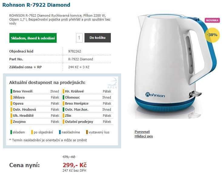 Rychlovarná konvice Rohnson, 1,7 litru