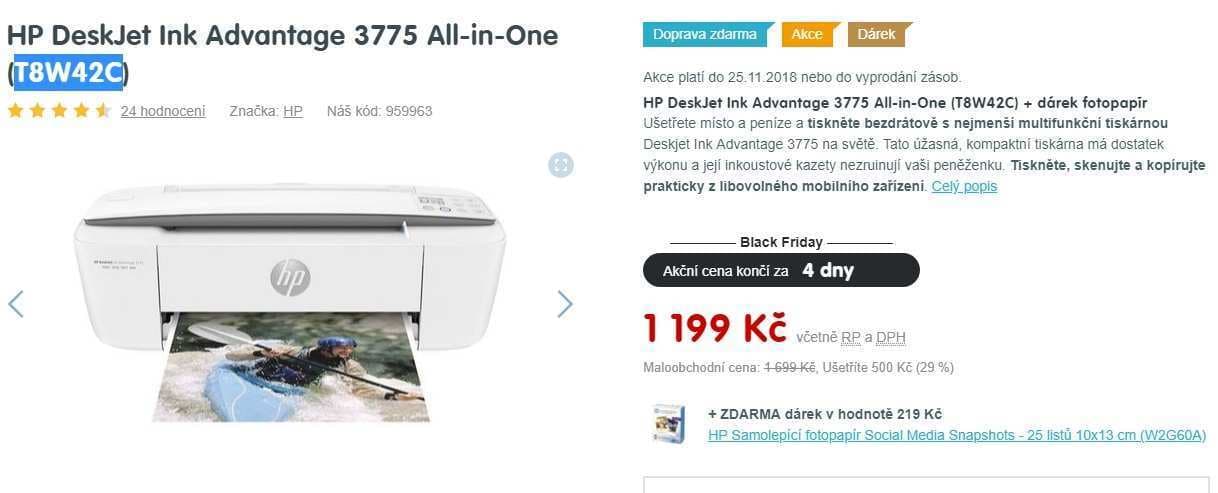 Ink. barevná multifunkce, Wifi, HP