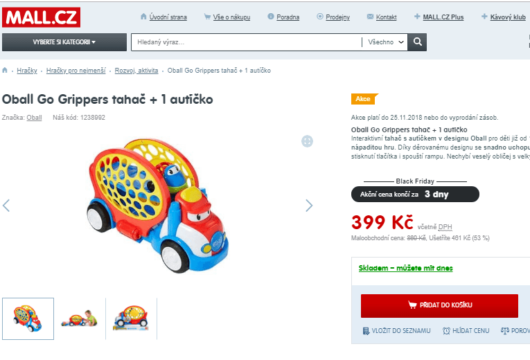 Interaktivní tahač s autíčkem v designu Oball