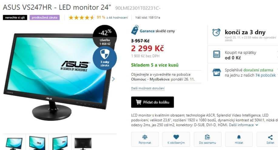 PC monitor Asus, 24", full HD