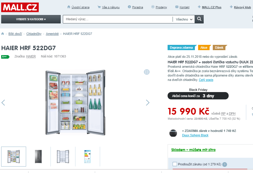 Americká lednice Haier, A++, no frost