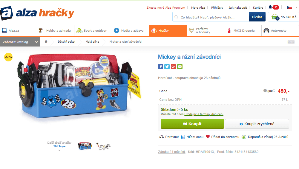 Box na nářadí Mickey a rázní závodníci