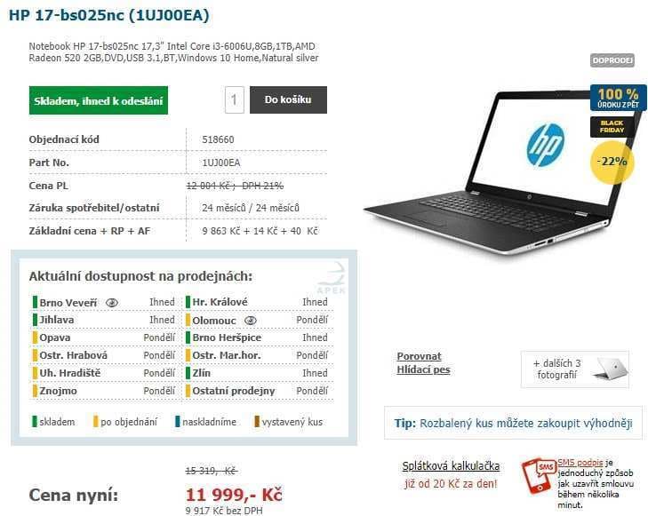 HP, i3, 2GHz, 8GB RAM, 2GB grafika, 17,3"
