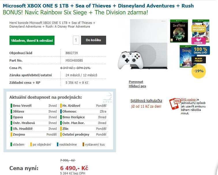 Microsoft XBOX ONE S 1TB + 5 her