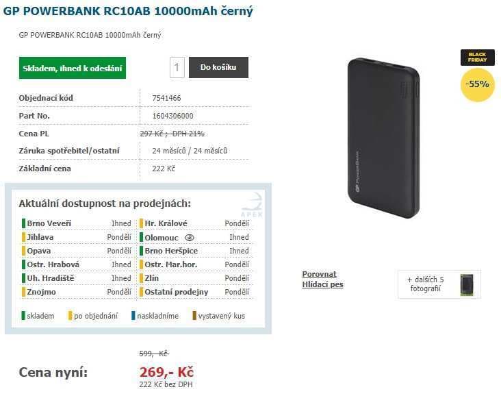 Powerbanka GP Batteries, 10000 mAh, 2x USB