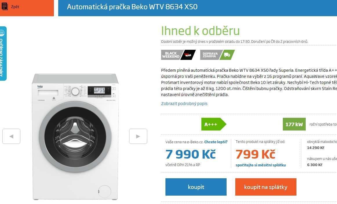 Pračky Beko ve výprodeji