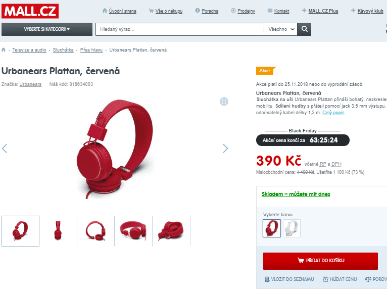 Sluchátka Urbanears Plattan, červená