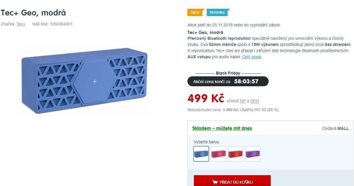 Přenosný Bluetooth reproduktor Tec+ Geo