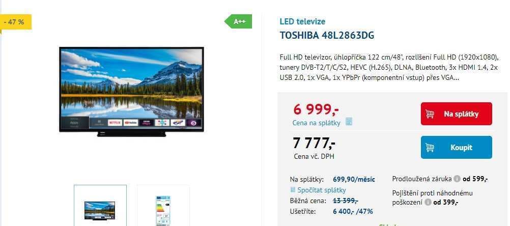 Full HD LED, Smart TV, 122cm, Toshiba
