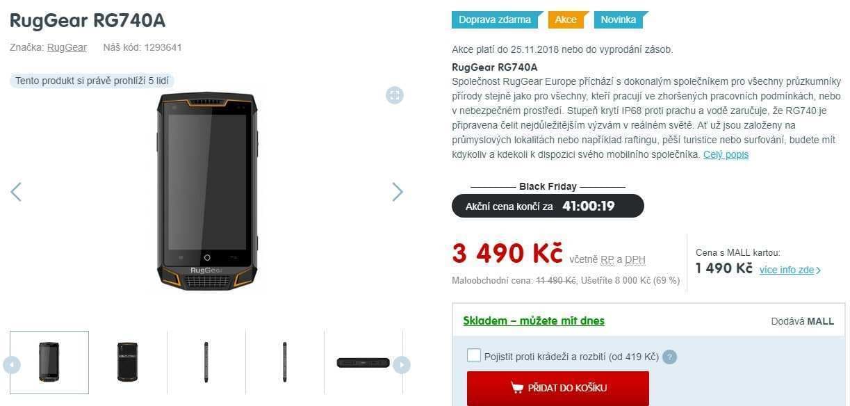 Odolný telefon Ruggear, 4x 1,2GHz, 2GB RAM