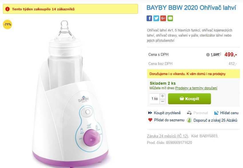 Ohřívačka dětských lahviček 4v1 Bayby 2020