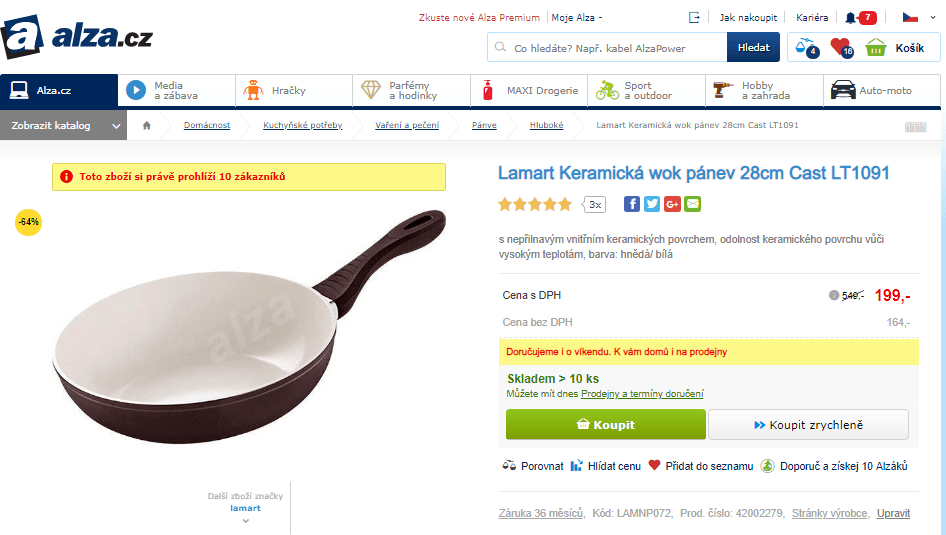 Keramická pánev Wok Lamart 28 cm