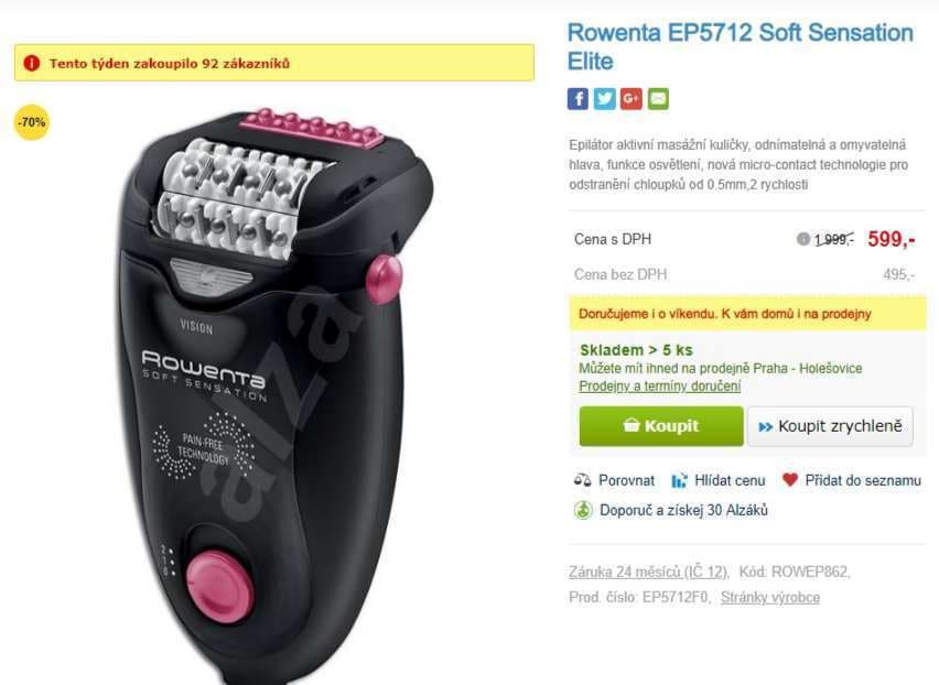 Epilátor Rowenta Soft Sensation Elite