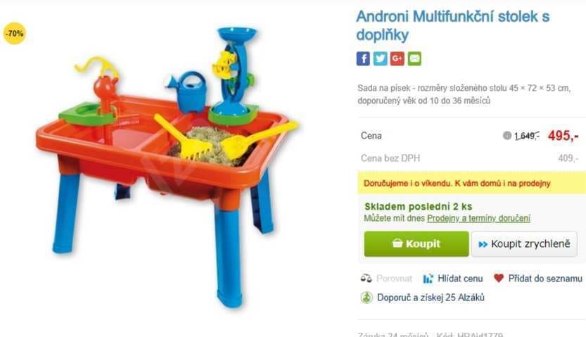 Multifunkční stolek na písek s doplňky Androni