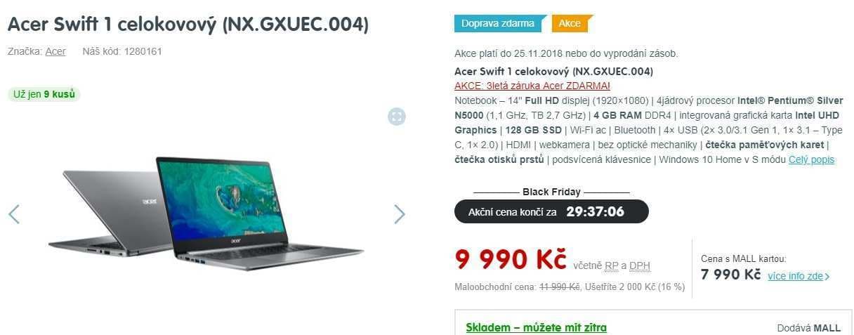 Acer, 2,7GHz, 4GB RAM, 14", 1,3kg