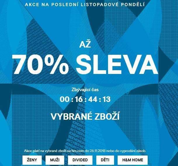 Cyber Monday v H&M, -70% + DZ