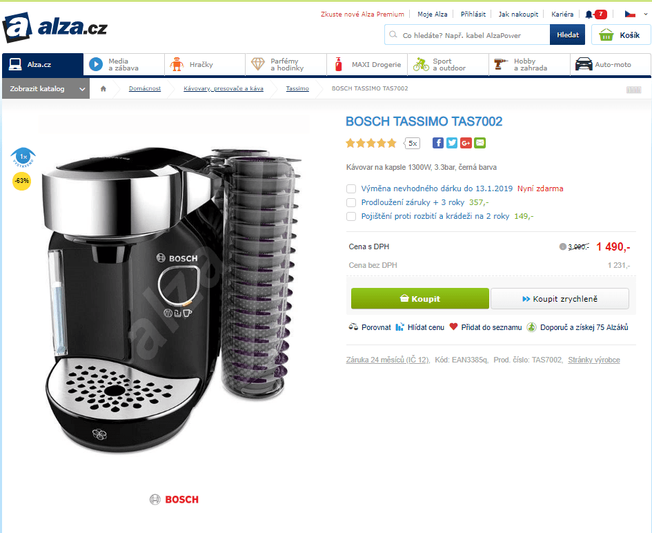 Kávovar na kapsle Bosch Tassimo Caddy