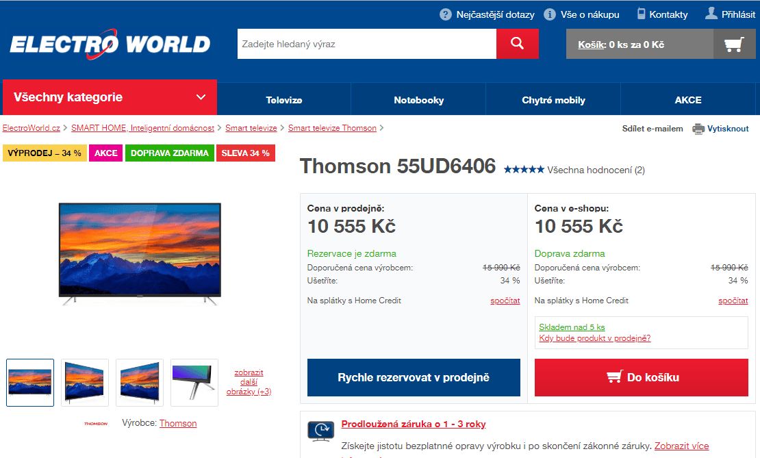Ultra HD TV, HDR, Smart, 139 cm, Thomson