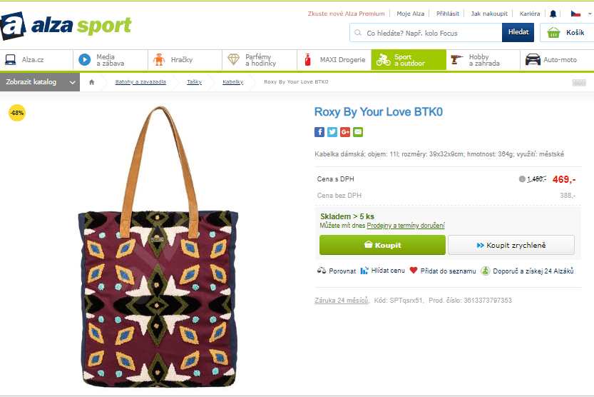 Plátěná taška Roxy By Your Love 11l