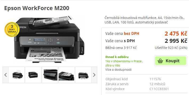 ČB, inkoust, multifunkce Epson