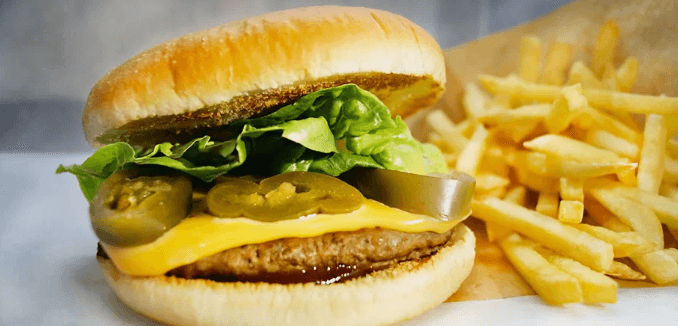 Hovězí burger s hranolky