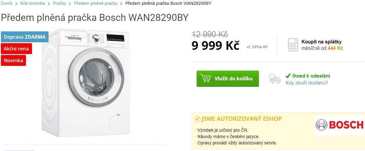 Pračka Bosch, 8kg, 1400 ot., A+++