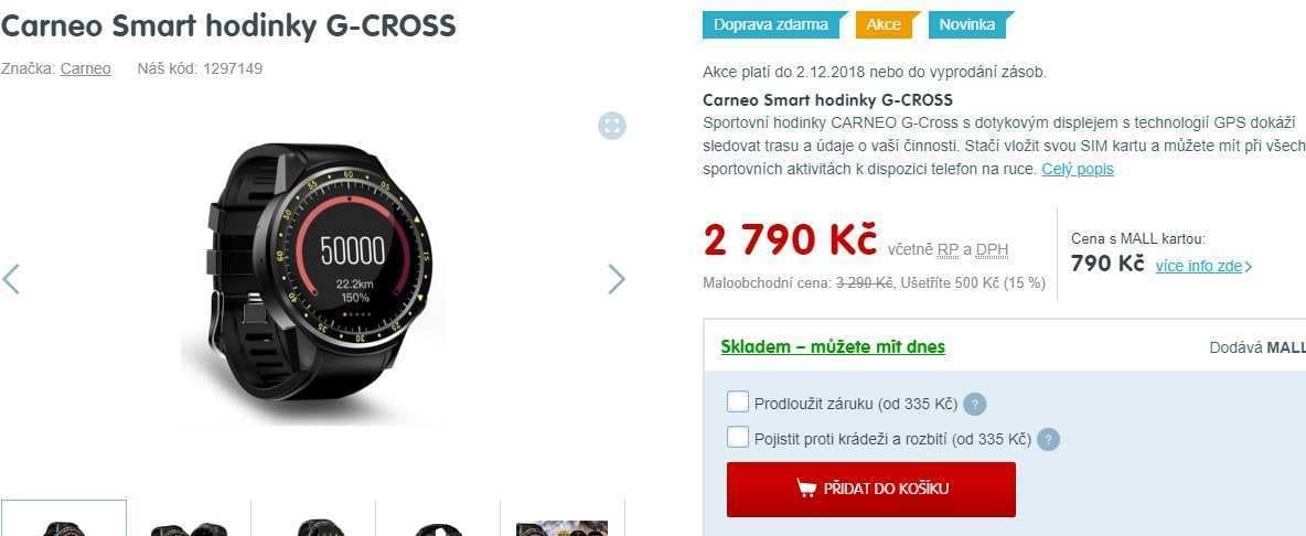 Chytré sportovní hodinky Carneo, SIM, foťák