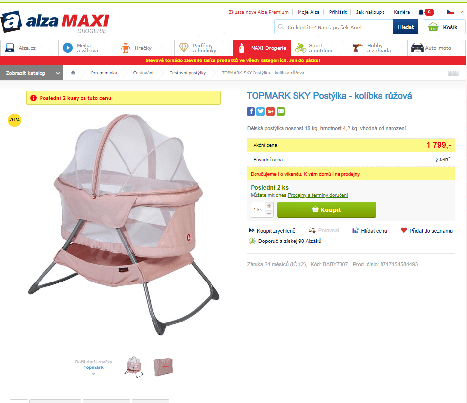 Dětská postýlka / kolébka Top Mark SKY