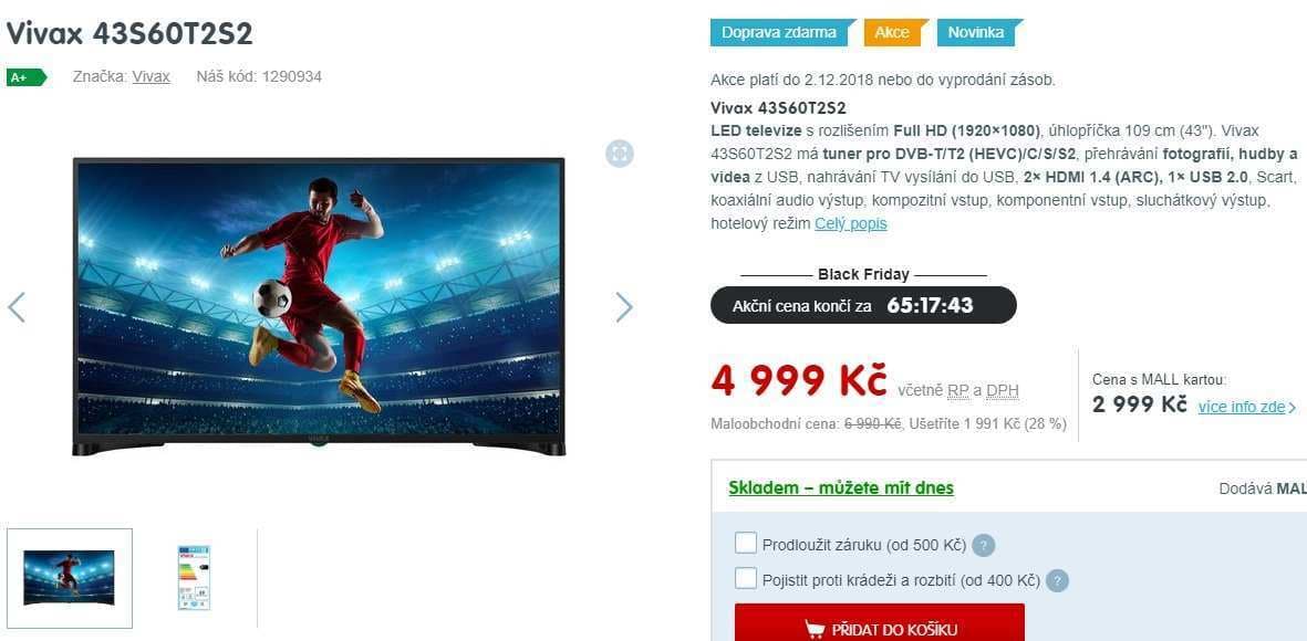 Full HD LED TV, 109 cm, Vivax