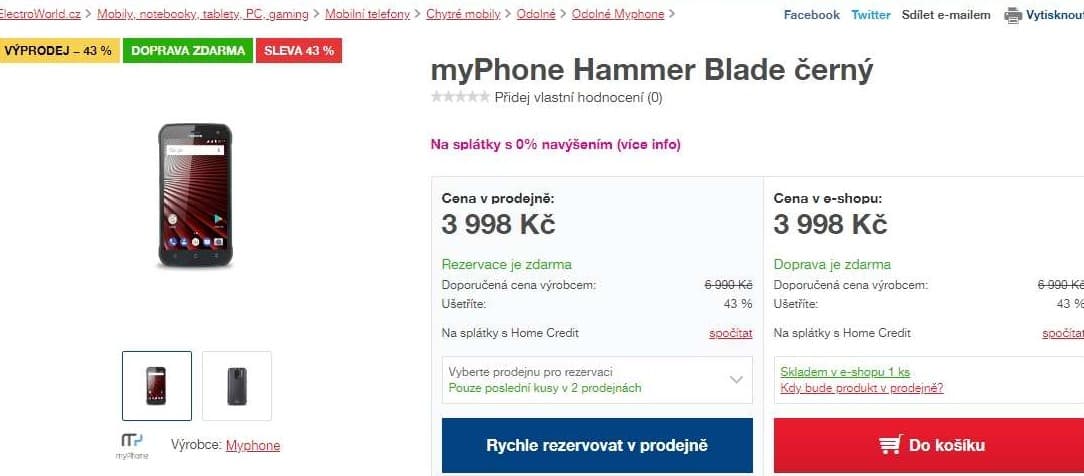 myPhone HAMMER, 8x 1,3GHz, 3GB RAM