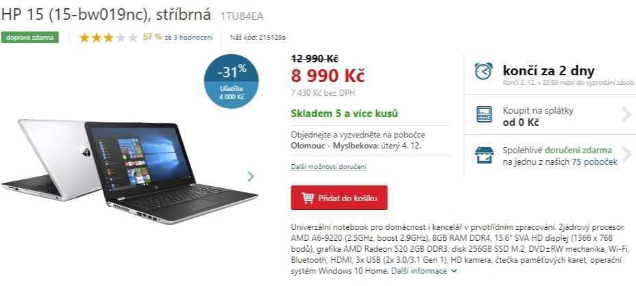 HP, až 2,9GHz, 8GB RAM, 2GB grafika