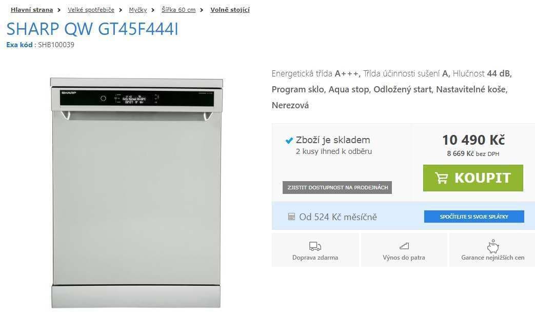 Myčka Sharp, 60cm, A+++, technologie