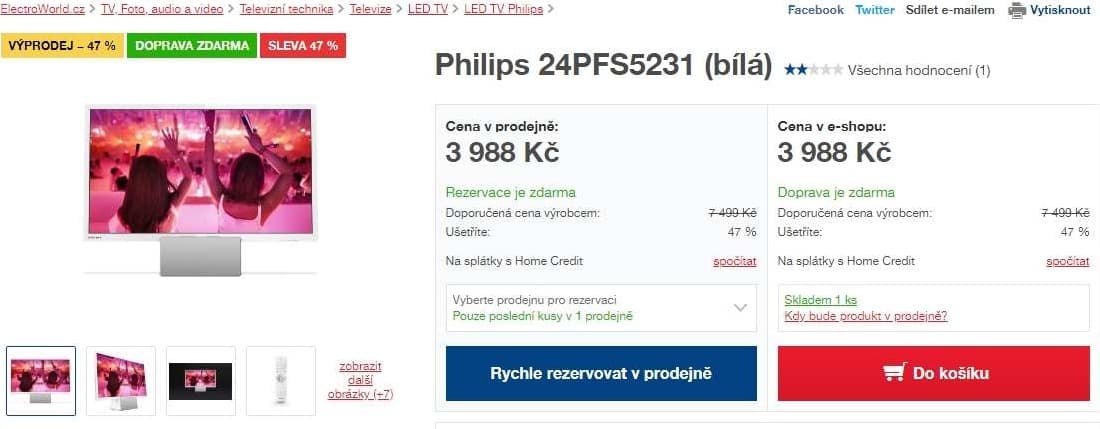 Full HD LED TV, 60 cm, T2, Philips