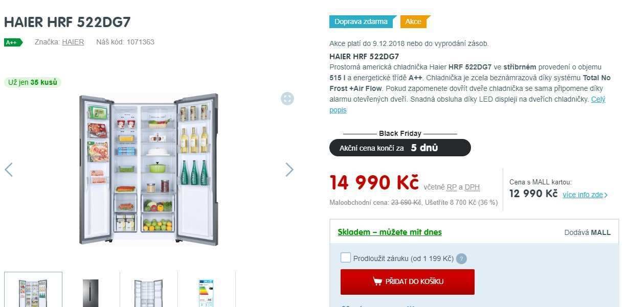 Americká lednice Haier, A++, no frost