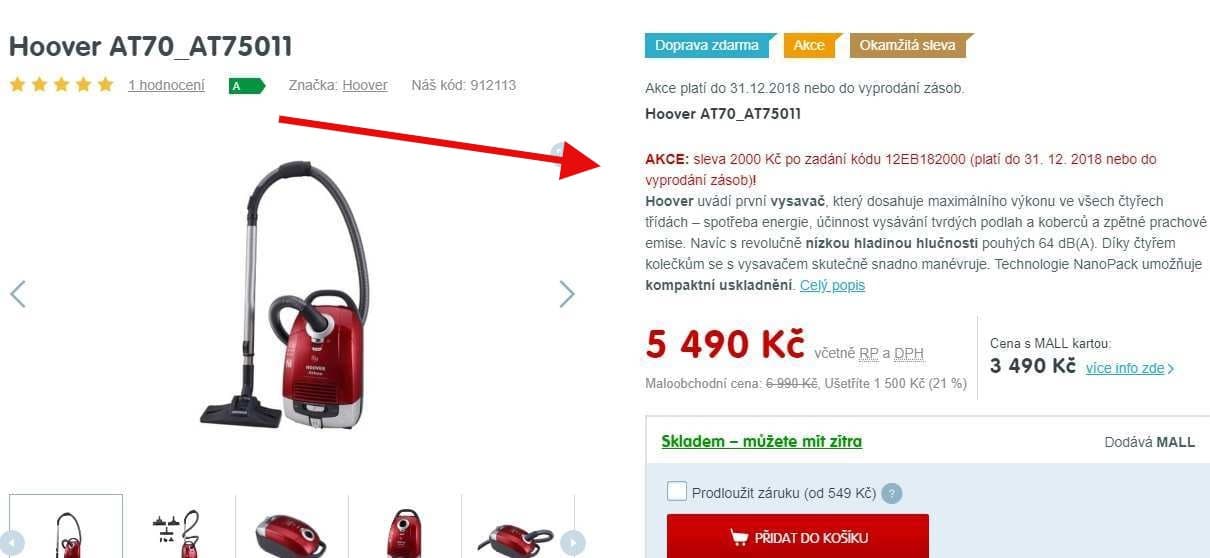 Sáčkový vysavač Hoover Athos